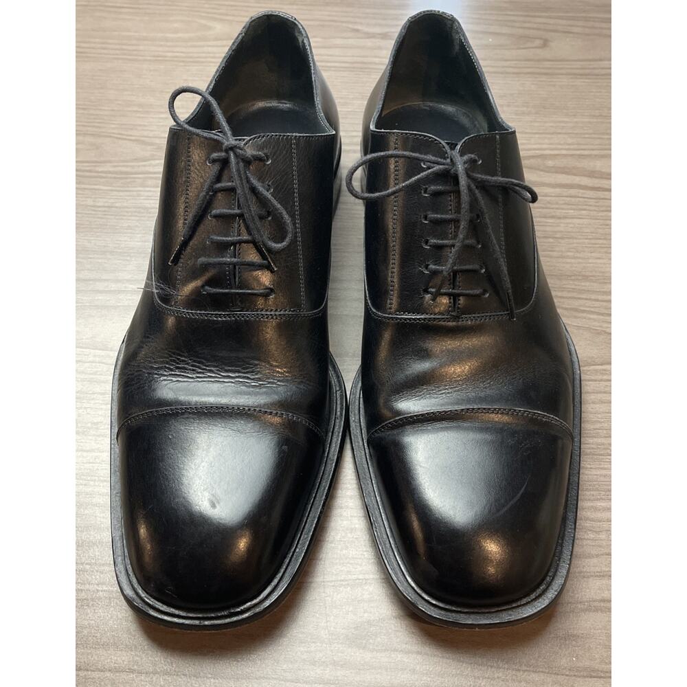 Bally Travesio Cap Toe Black Mens Oxford Shoes 10 U. S. 9EU Made in Italy